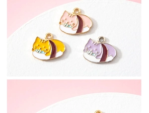 Détails de pendentifs sushi chat en alliage pour DIY avec bordures dorées polies