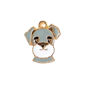 Pendentif en émail chien Schnauzer pour bracelet enfant DIY en alliage de zinc gris