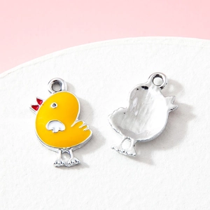 Pendentifs en émail poussin jaune pour bijoux DIY et accessoires de sacs