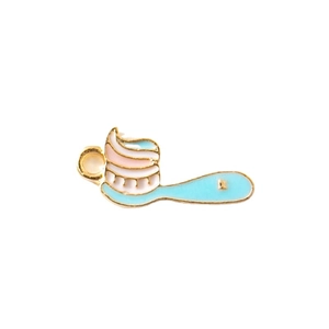 Cute toothbrush and toothpaste alloy enamel pendant for DIY bracelets and keychains