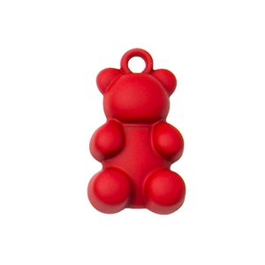 Pendentif ours rouge mat pour bijoux DIY avec anneau sur un fond blanc neutre