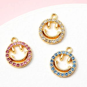 Legering Strass Glimlach Gezicht Bedeltjes Voor Sieraden Maken DIY Oorbellen Armband Ketting Hangers Vrouwen Accessoires