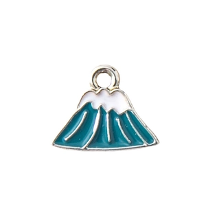 Emaille Mount Fuji bedeltje in blauw en wit legering voor DIY-armbanden en kettingen