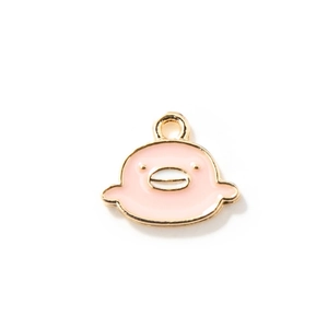 Roze emaille eend hanger met gouden metalen randen voor DIY sieraden maken