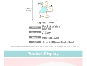Vue macro des pendentifs lapin en alliage avec détails précis des dimensions et du poids net