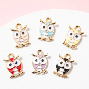 Pendentif Hibou en Alliage Émaillé Plaqué Or Avec Strass pour la Fabrication de Bijoux DIY Boucles d'Oreilles Bracelets Colliers