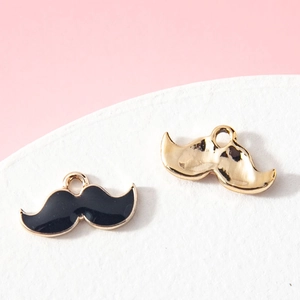 Pendentifs moustache délicats en émail noir et placage or pour création de bijoux DIY