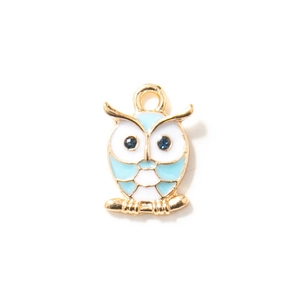 Pendentif hibou en émail bleu et cristaux pour la création de bijoux DIY créatifs