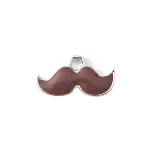 Pendentif moustache marron de dessin animé plaqué argent pour création de bijoux DIY
