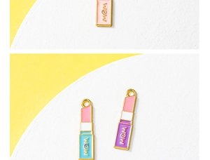 Detail of MOM lipstick enamel alloy pendants with gold trim for DIY jewelry making