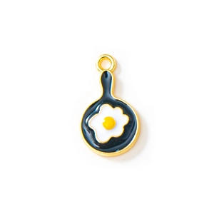 Cute DIY alloy gold plated miniature frying pan fried egg charm pendant for bracelets
