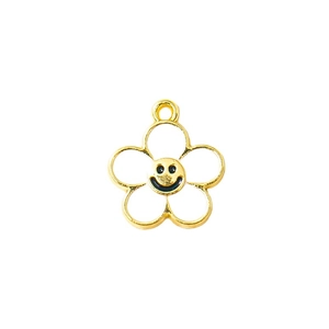 Ciondolo a forma di girasole dorato con faccina gialla sorridente per gioielli fai da te