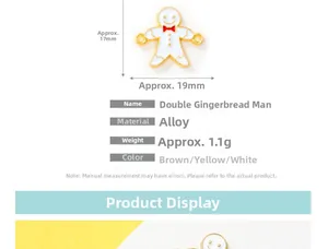 Macro detail of alloy gingerbread man charm with white enamel for DIY jewelry making