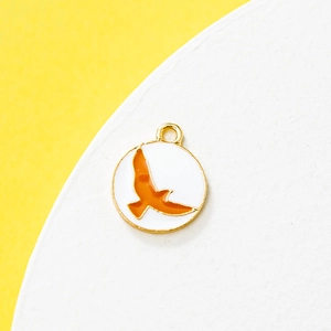 Golden round eagle enamel pendant charm for DIY necklaces and handmade jewelry