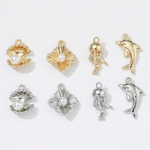 Set de dijes para joyas océano DIY con colgantes de delfín estrella de mar y medusa