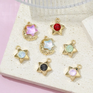 Pendentifs Étoile et Lune en Alliage Avec Strass en Zircone pour la Fabrication de Bijoux DIY Colliers Bracelets Boucles d'Oreilles Accessoires