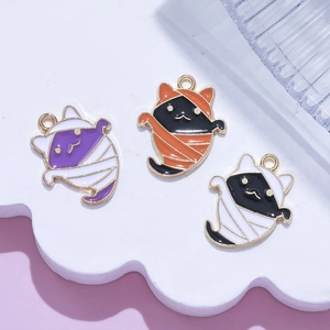 Halloween Legering Emaille Geest Hangers Mummie Kat Vleermuis Vormen Voor DIY Ketting Oorbel Armband Sieraden Maken Accessoires