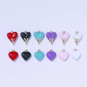Kleurrijke 3D hartvormige hangers van koper en zirkoon voor DIY sieraden maken sets