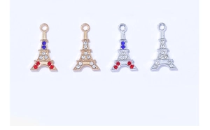 Eiffeltoren metalen bedeltjes in goud en zilver met gekleurde strass voor DIY-sieraden