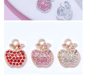 Détails des pendentifs en forme de pomme en alliage avec strass colorés pour bijoux DIY