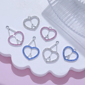 Elegant heart-shaped Eiffel Tower necklace pendants with colorful zircon inlays