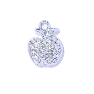 Pendentif pomme argenté avec strass pour colliers et bracelets à faire soi-même