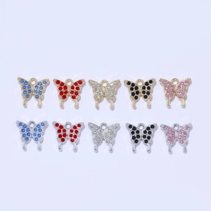 Glinsterende vlinderbedeltjes van legering met strassteentjes voor DIY sieraden maken