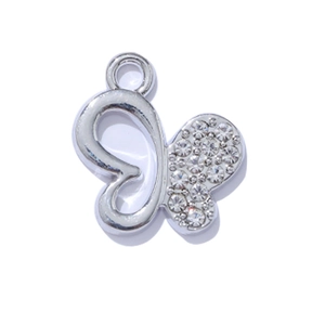 Silberner Schmetterlingsanhänger mit Zirkonia-Kristallen und hohlem Design für Schmuck