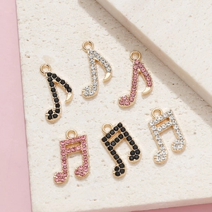 Breloques Note de Musique Micro Incrustation Zircone Plaqué Or Argent Alliage Pendentif Pour DIY Collier Bracelet Bijouterie