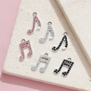 Pendentifs notes de musique en zircon avec placage or 18 carats pour bijoux DIY