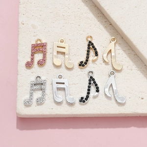 Pendentifs notes de musique en zircon micro-pavé avec placage en or 18K pour bijoux DIY