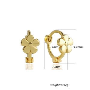 S925 sterling zilveren vergulde pruimenbloesem oorringen met 10 mm buitendiameter