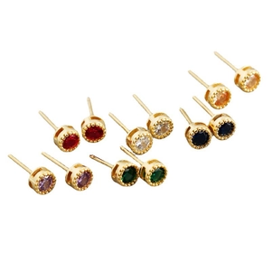 Ensemble de boucles d'oreilles en argent s925 avec zircons multicolores dorés
