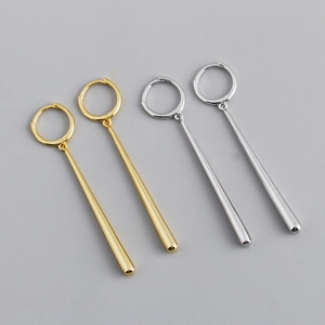 925 Sterling Zilveren Lange Hanger Oorbellen Gepolijste Conische Staaf Creolen Voor Vrouwen Minimalistische Mode Sieraden Elegant Cadeau