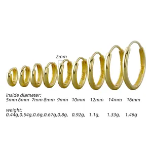 Set di orecchini a cerchio in argento sterling S925 lucido in varie misure 5-16mm
