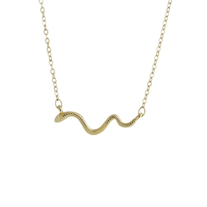 Elegante goldene Schlangen-Halskette mit Schuppen-Detail an einer feinen Ankerkette