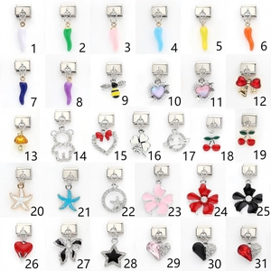 Italian charm links assortment with cherry, chili, and flower charms in stainless steel