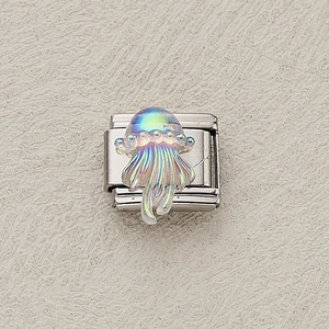 Charm medusa iridescente per bracciale componibile italiano in acciaio inox DIY