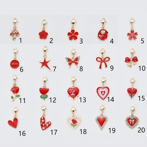 20 pendentifs en émail rouge avec fermoir mousqueton doré pour colliers et bijoux DIY