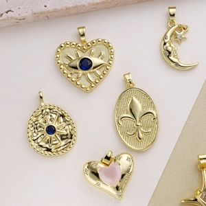 French vintage gold plated star moon and evil eye charms for DIY jewelry making