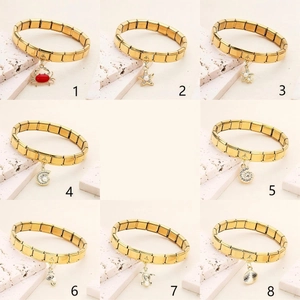 Italian charm bracelet in gold stainless steel with ocean themed marine life pendants
