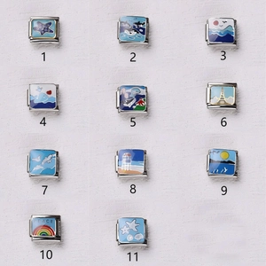 Collection de charms italiens en acier inoxydable avec motifs de mer et de plage pour bijoux