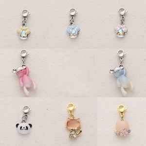 Detailed collection of assorted enamel animal charms with lobster clasps for DIY jewelry