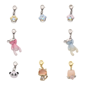 DIY colorful cartoon alloy pendants featuring bears and cat paws with lobster clasps