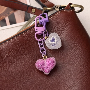 Sweet Candy Color Heart Butterfly Star Resin Keychain Rhinestone Artificial Pearl Bag Charm Pendant For Women Girls Daily Accessory