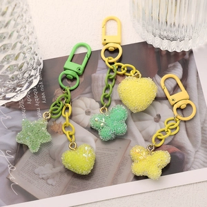 Chic candy heart and star pendant keychains with matte texture and chunky resin chains