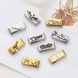 Italian charm bracelet links in stainless steel with fashion and Halloween motifs