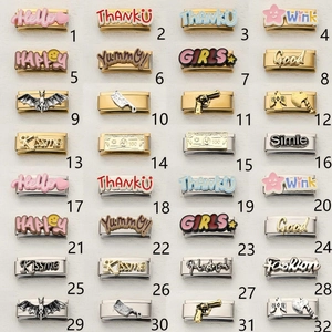 32pcs set of Halloween Italian charm links in gold and silver stainless steel designs