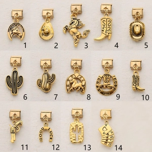 Italian charms gold stainless steel western cowboy theme bracelet links collection