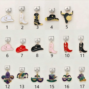 Cowboy and Mardi Gras charms set in stainless steel for modular DIY charm bracelets